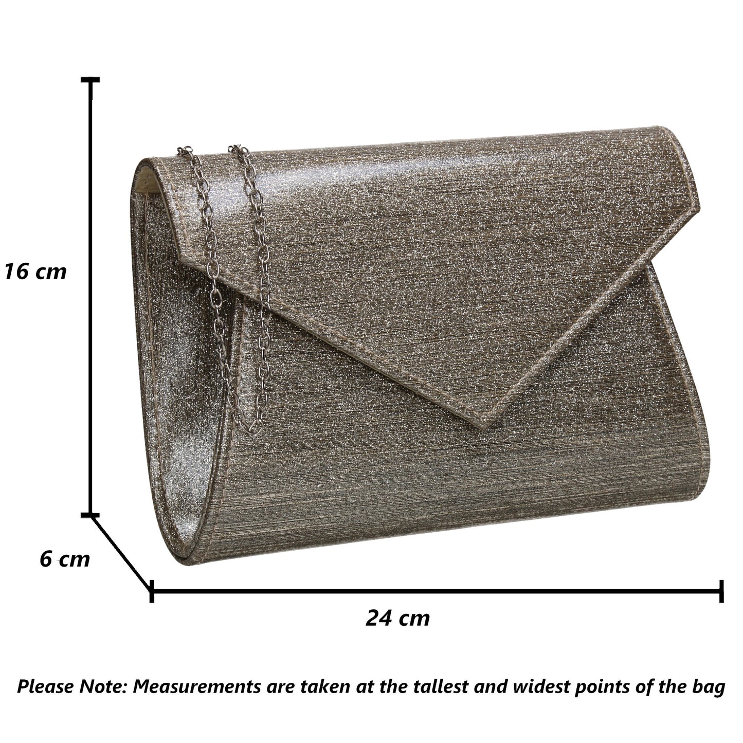 Zoe Sparkly Envelope Clutch Bag Gold