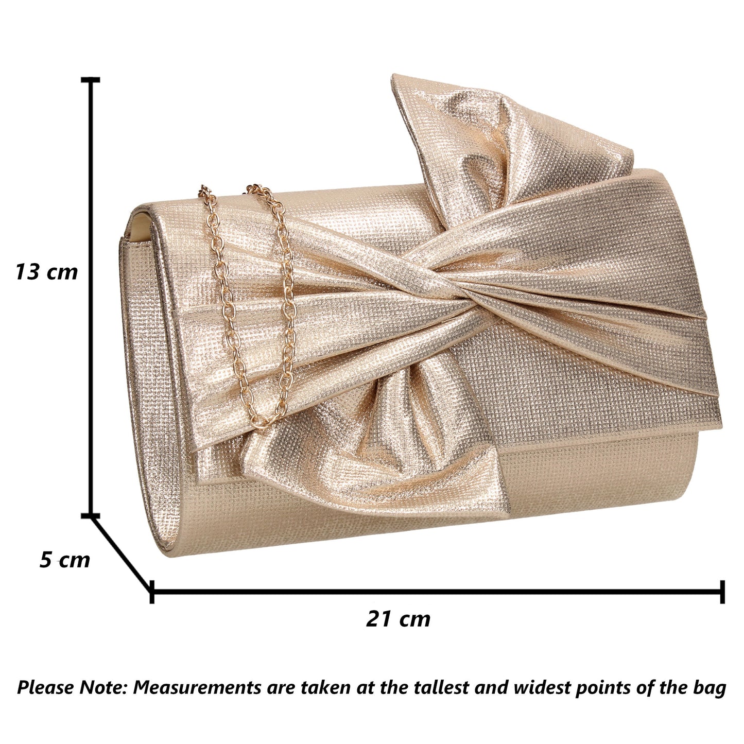 June Bow Style Clutch Bag Gold
