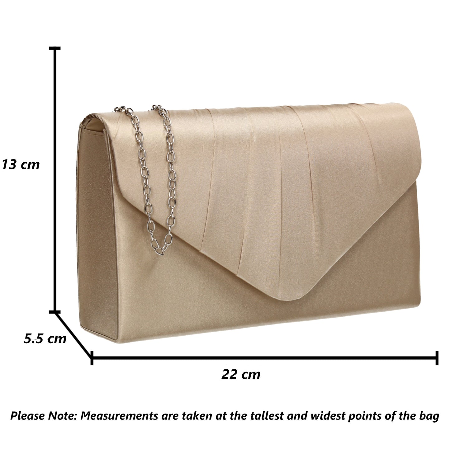Chantel Beautiful Satin Envelope Clutch Bag Gold