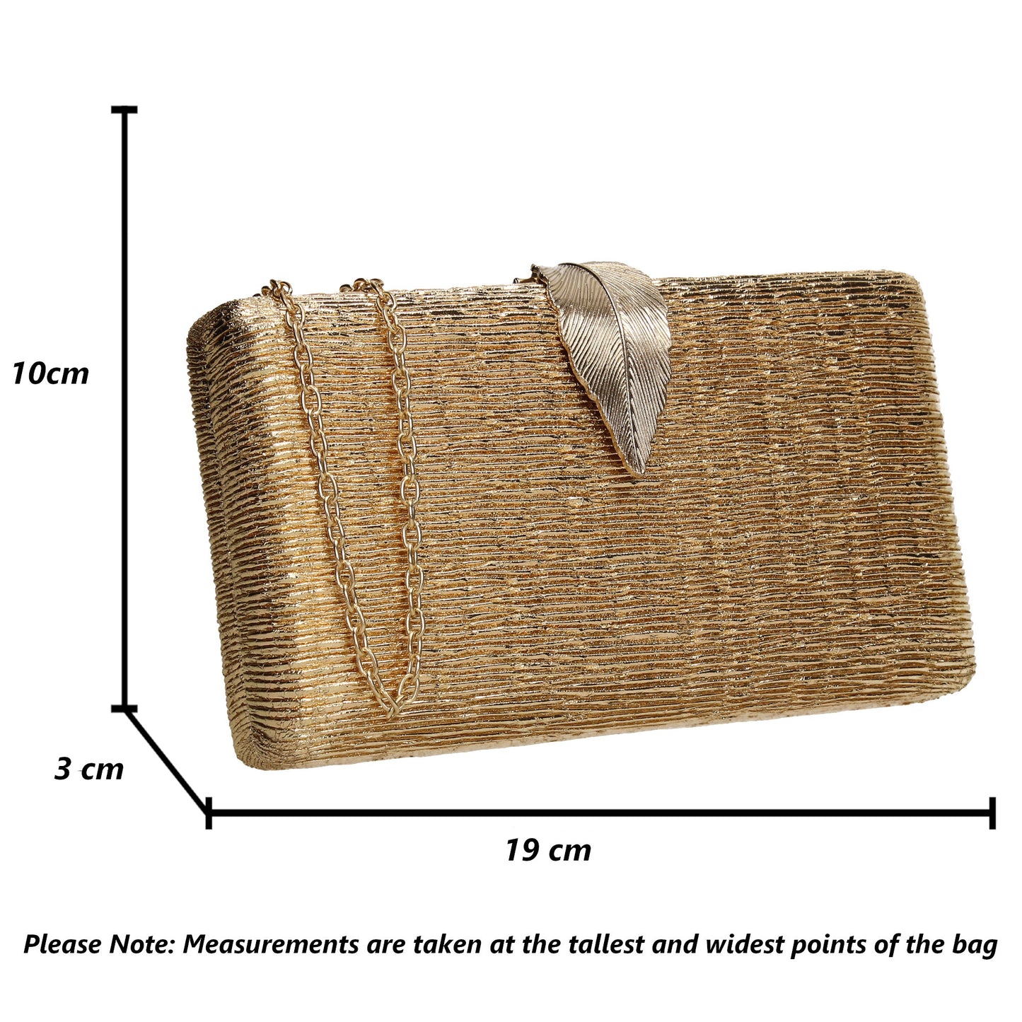 Jade Leaf Motif Box Shape Clutch Bag Gold