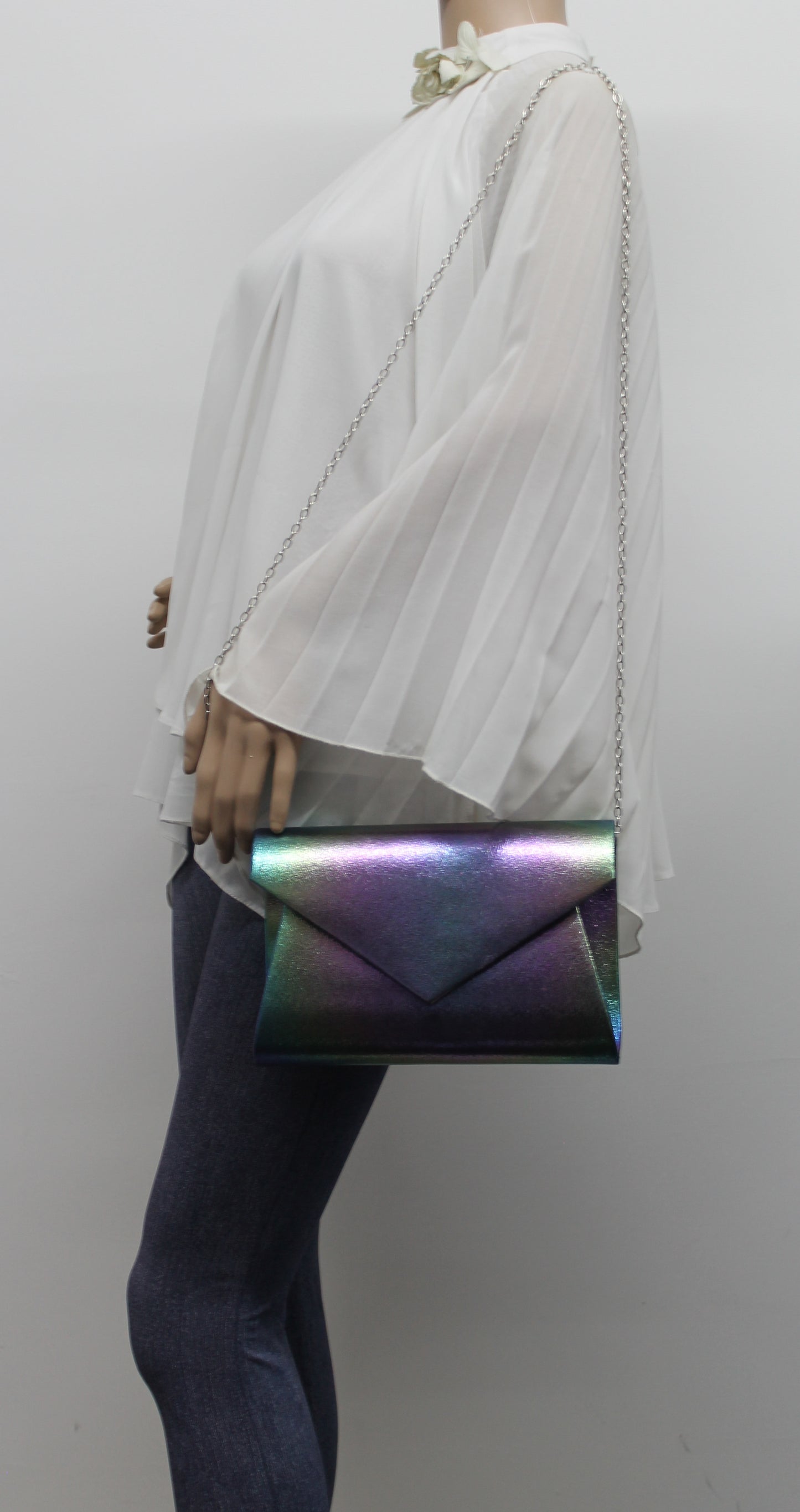 Karina Rainbow Style Clutch Bag Green