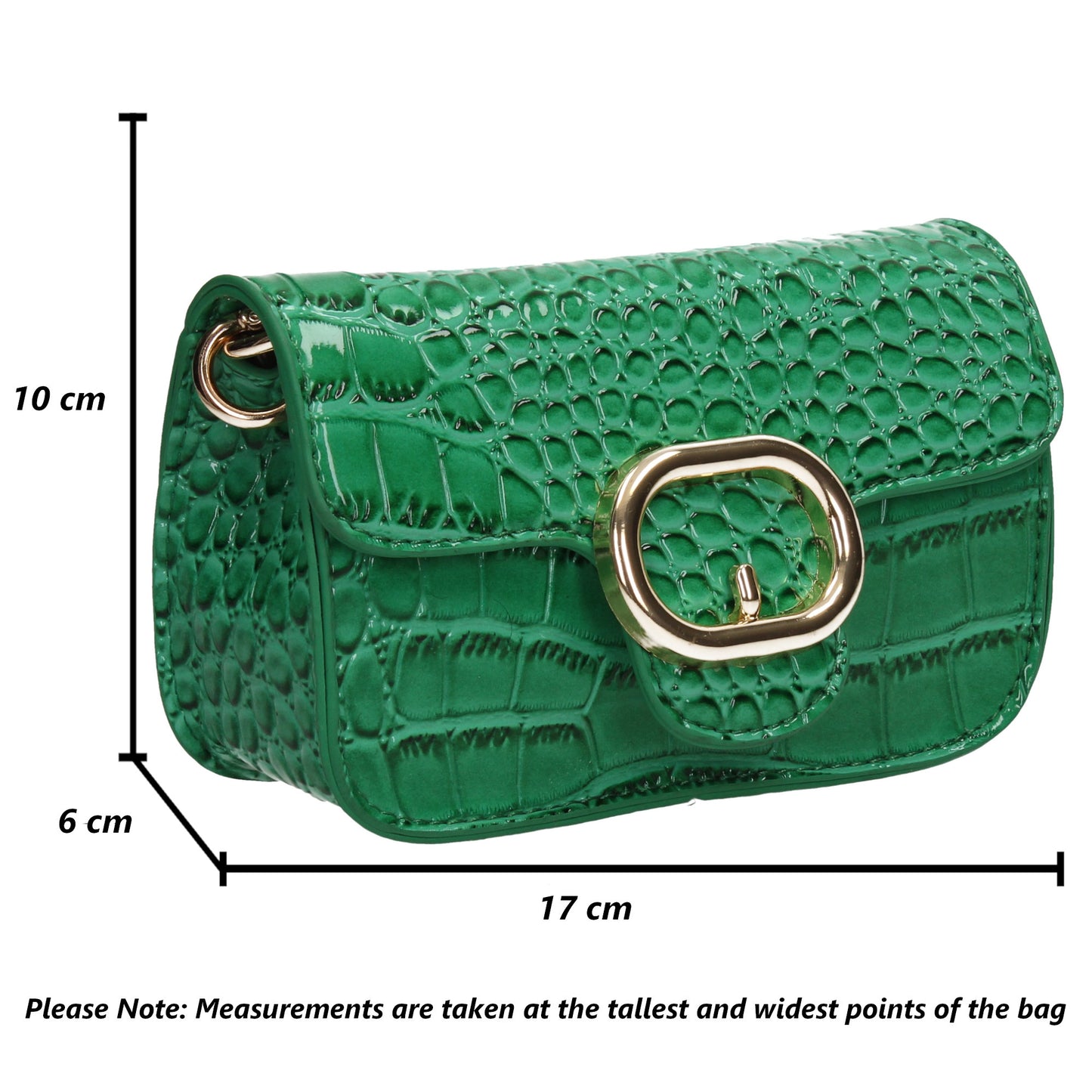 Robyn Croc Effect Crossbody Clutch Bag Green