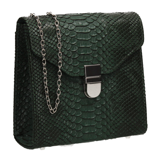 Kalie Vegan Snakeskin Pattern Clutch Bag Green