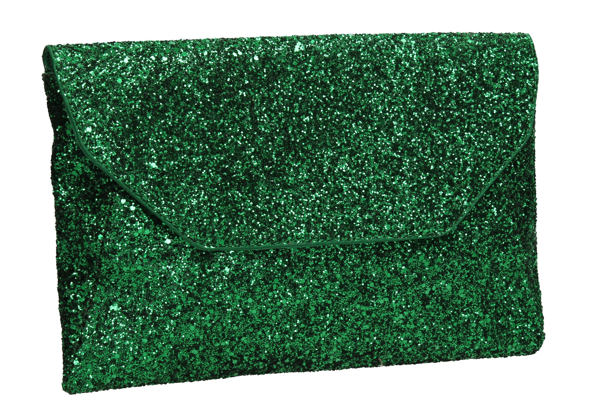 SWANKYSWANS Gean Sequin & Glitter Slim Clutch Bag Green