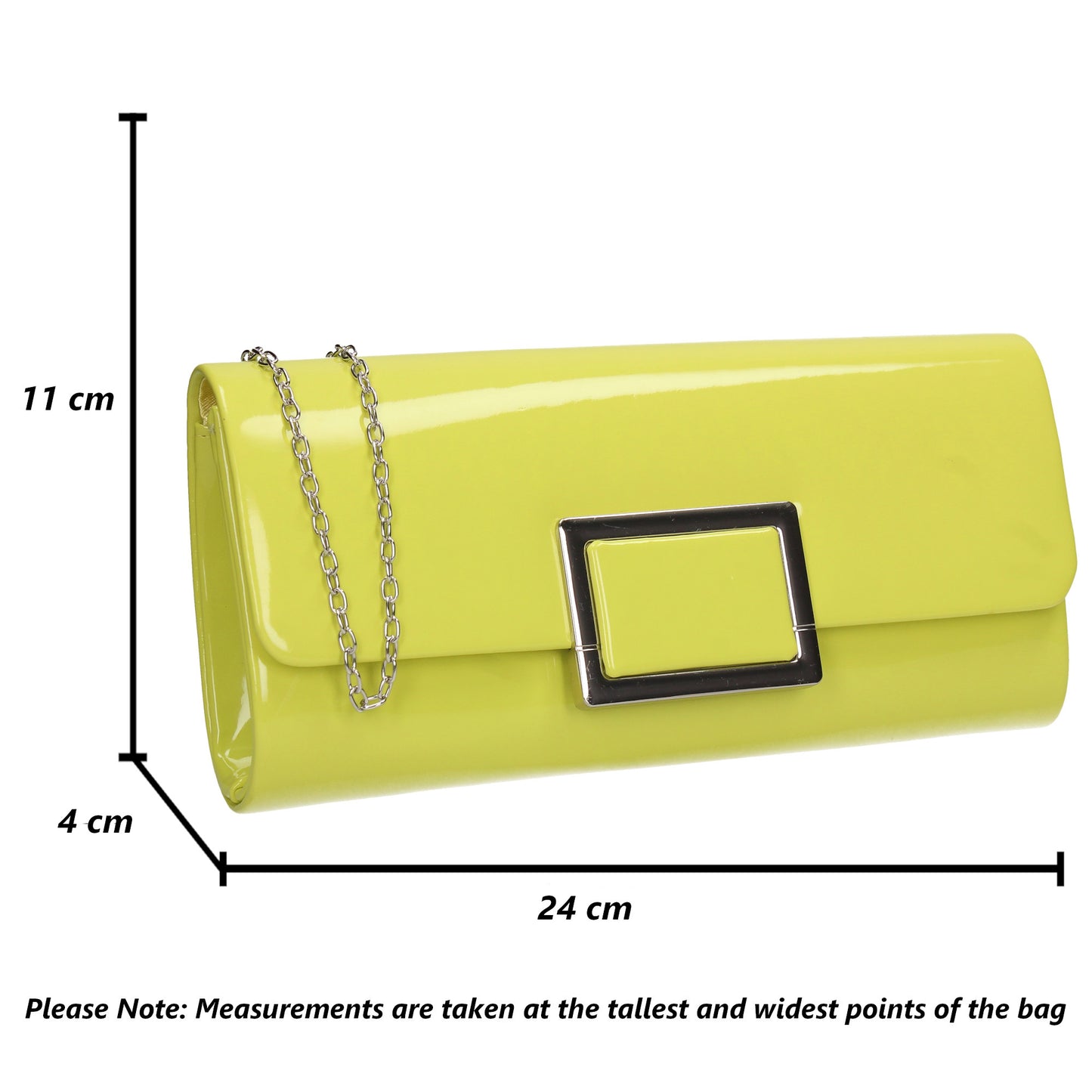 Katelyn Flapover Patent Clutch Bag Neon Green