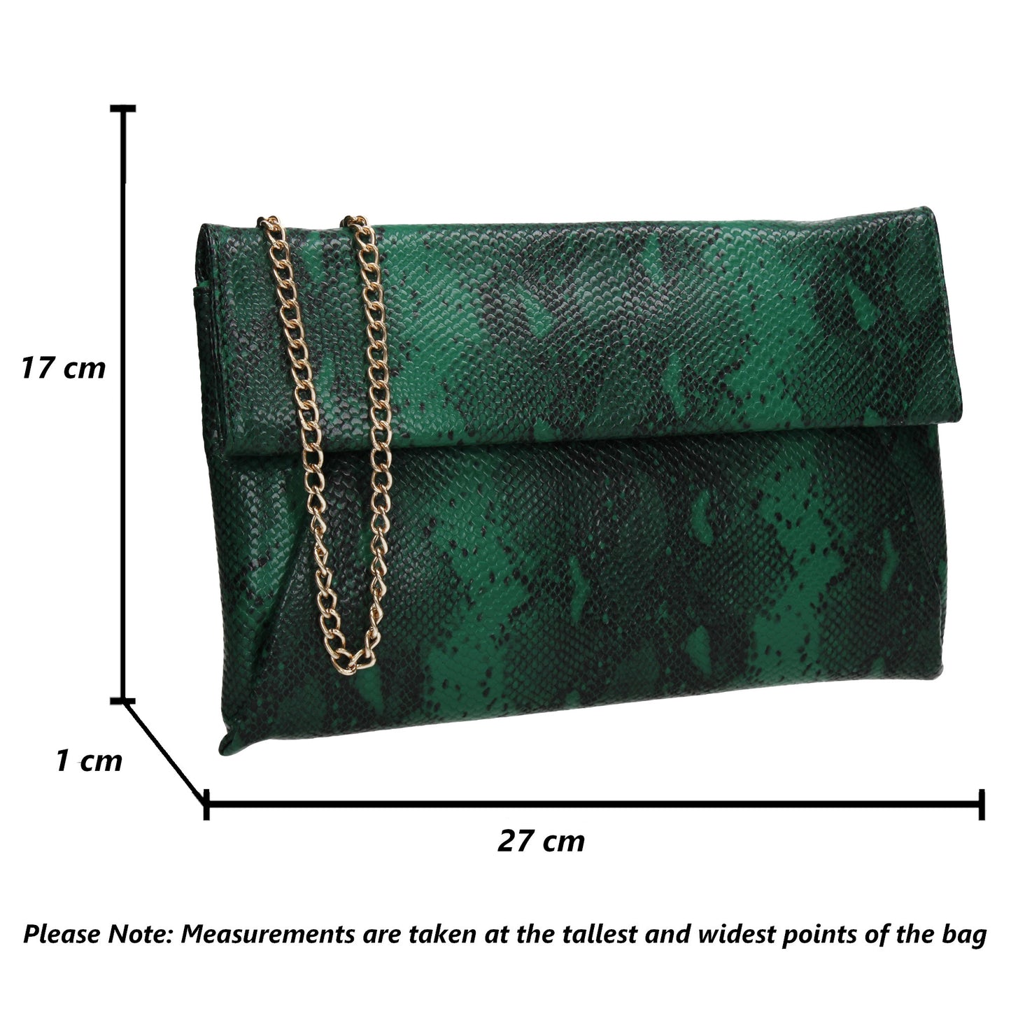 Colette Faux Snakeskin Slim Clutch Bag Green