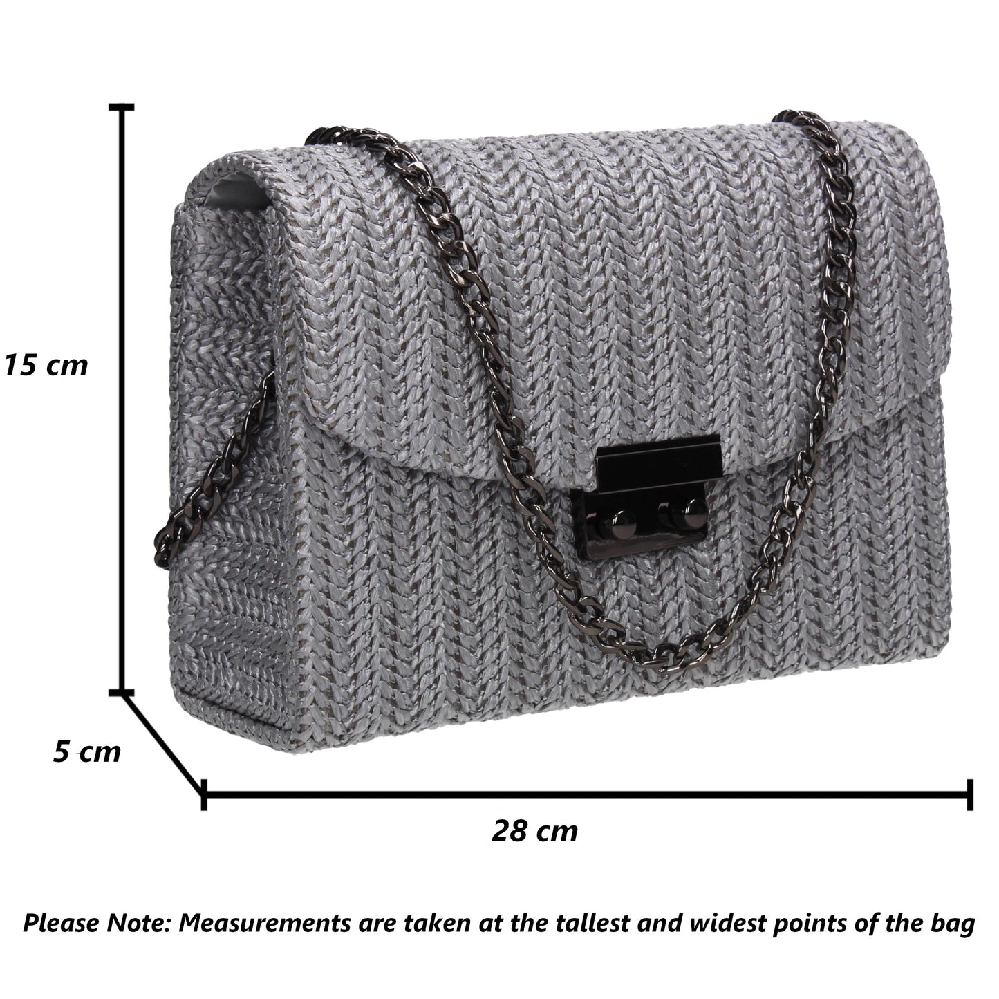 Lottie Woven Effect Crossbody Clutch Bag Grey
