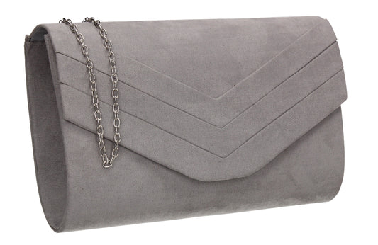Samantha V Detail Clutch Bag Grey
