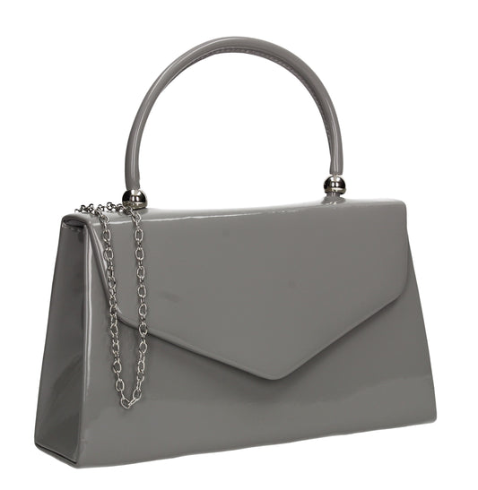 Zoey Patent Envelope Mini-Handbag Clutch Bag Grey