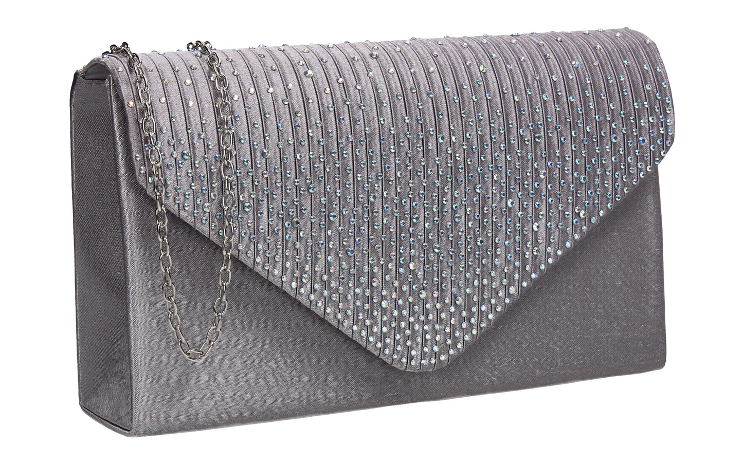 Abby Diamante Clutch Bag Grey