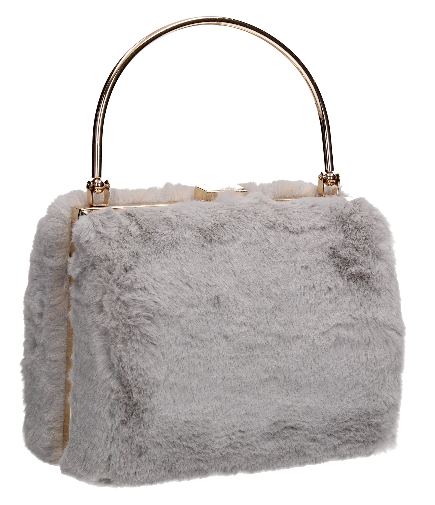 SWANKYSWANS Denis Faux Fur Box Clutch Bag Grey