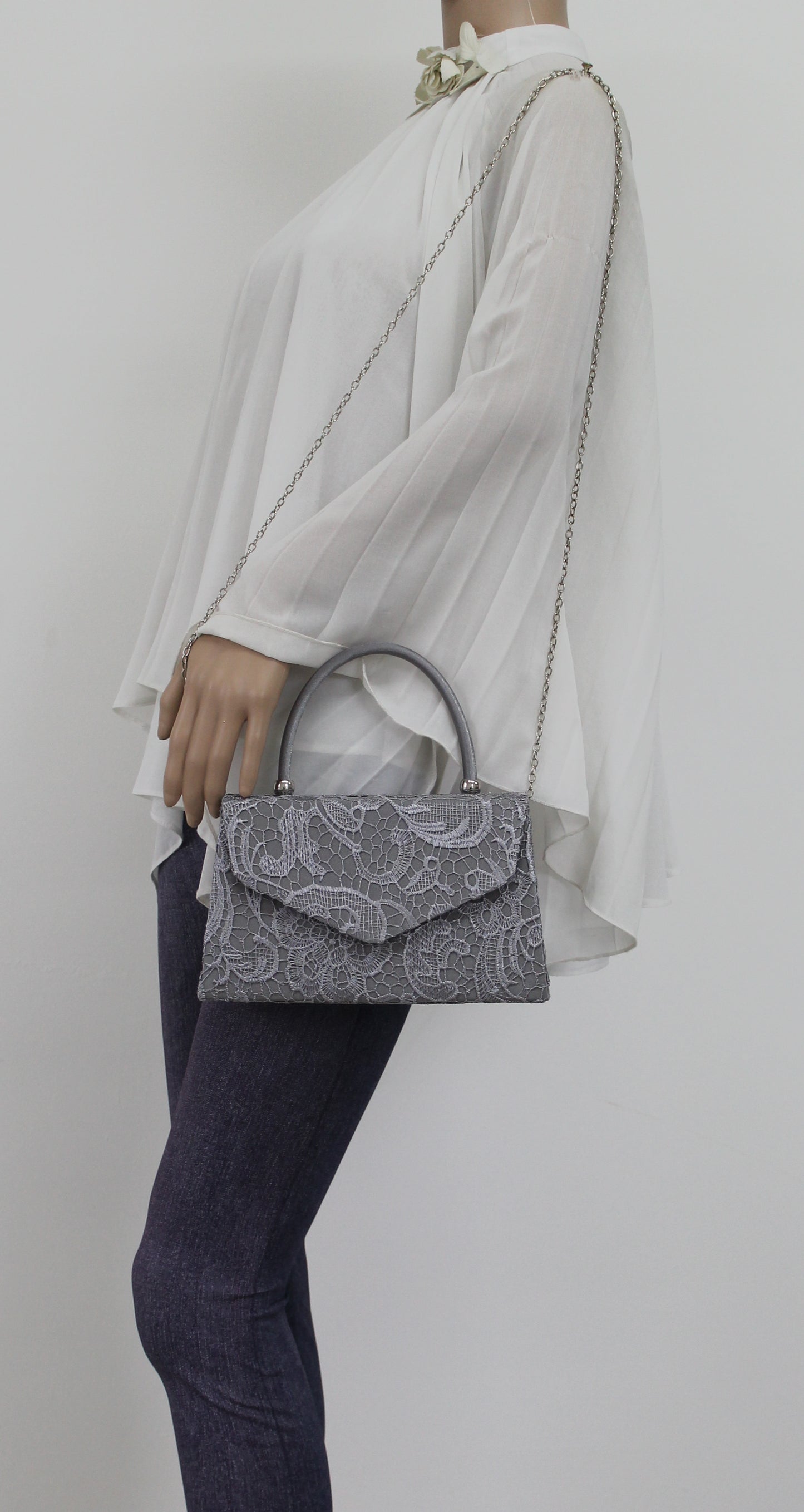 Kendall Lace Clutch Bag Grey
