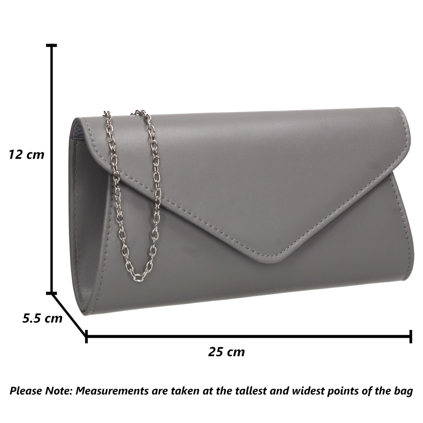 Lora Plain Envelope Clutch Bag Grey