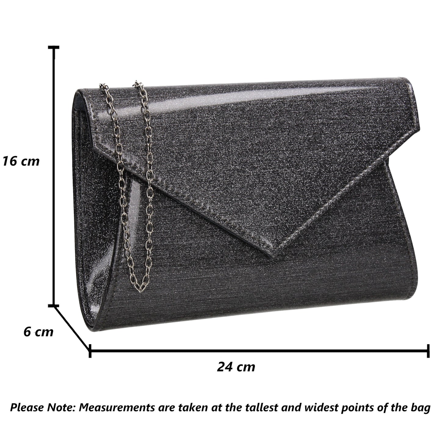 Zoe Sparkly Envelope Clutch Bag Grey