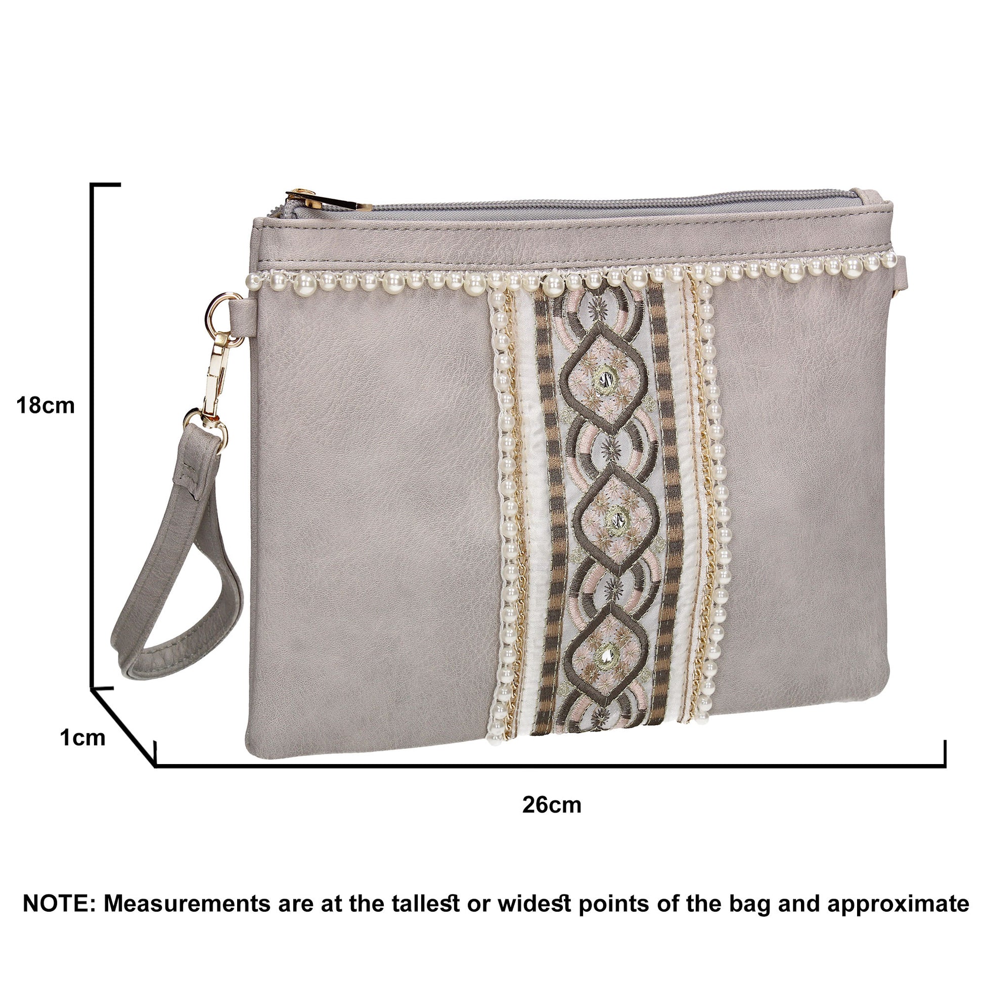 SWANKYSWANS Delilah Clutch Bag Neutral Grey Cute Cheap Clutch Bag For Weddings School and Work