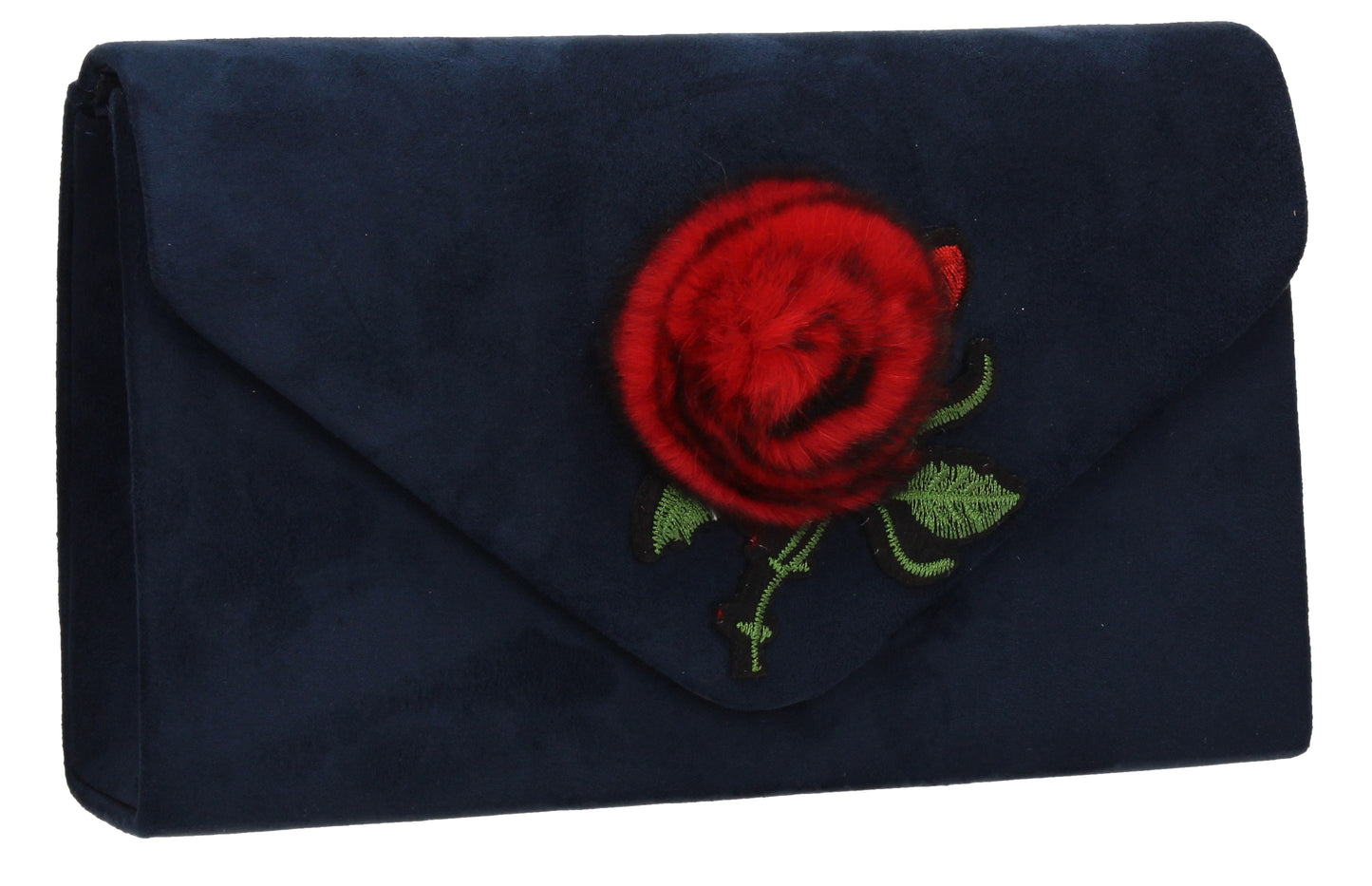 SWANKYSWANS Roxanne Fur Rose Clutch Bag Navy Cute Cheap Clutch Bag For Weddings School and Work