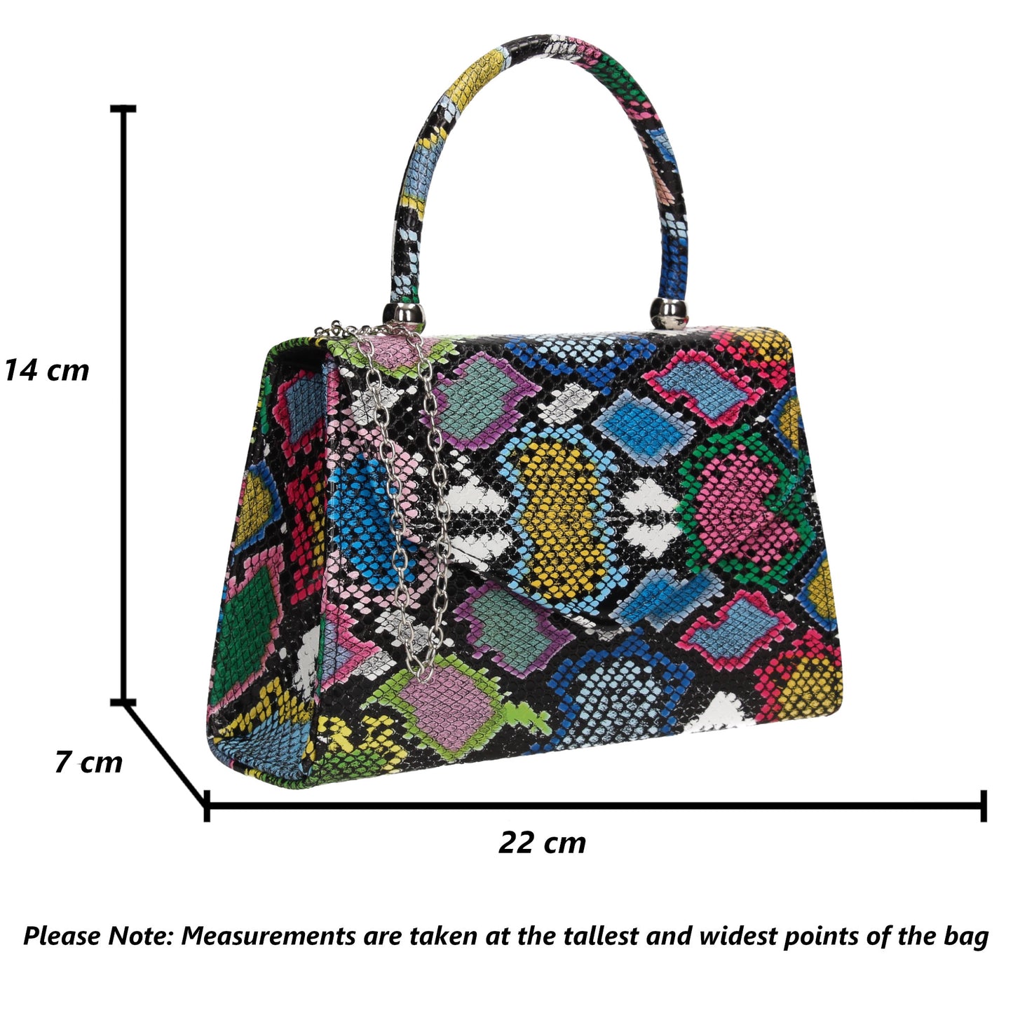 Lucy Mini-Handbag Faux Leather Snakeskin Effect Clutch Bag Multicolour