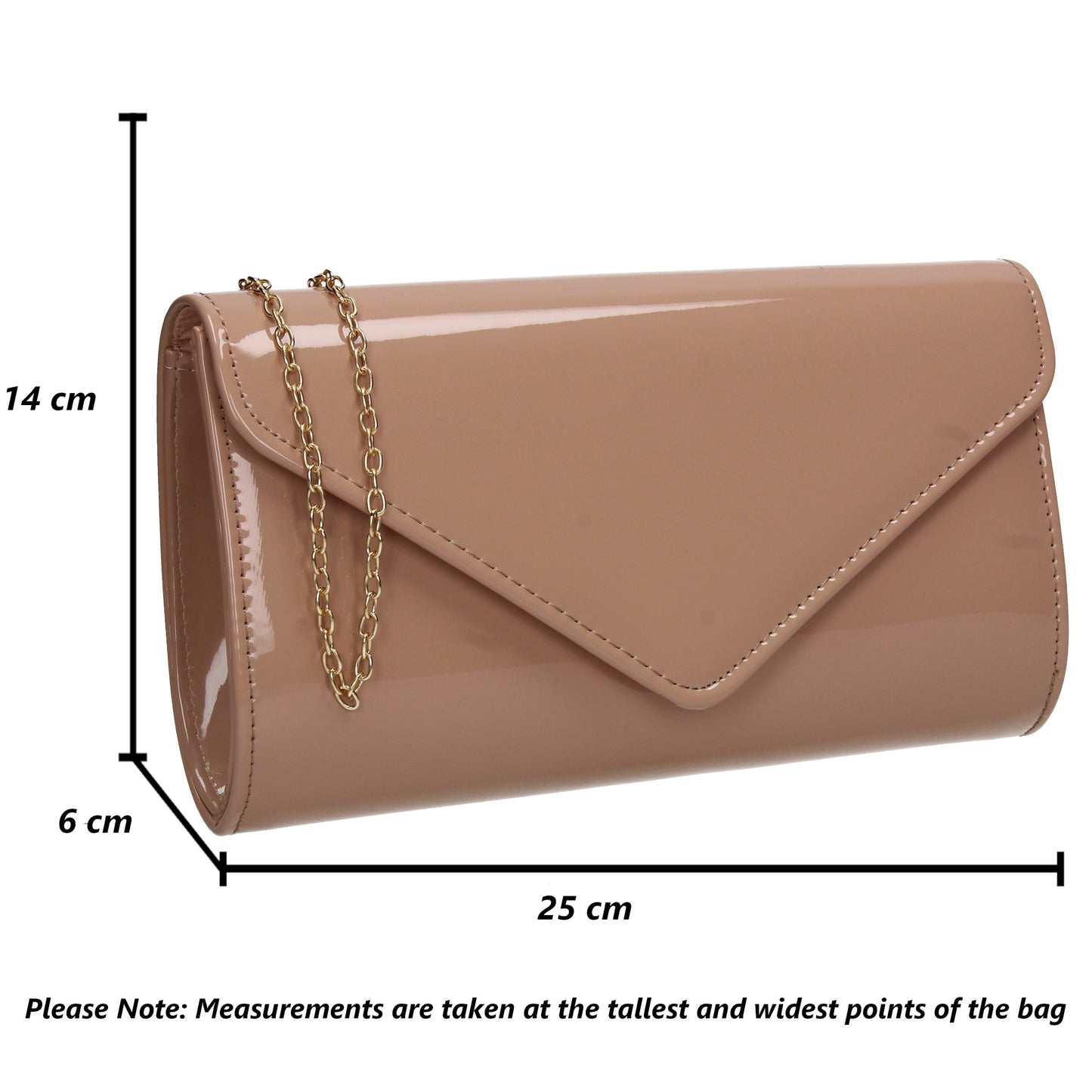 Alisa Plain Patent Clutch Bag Nude