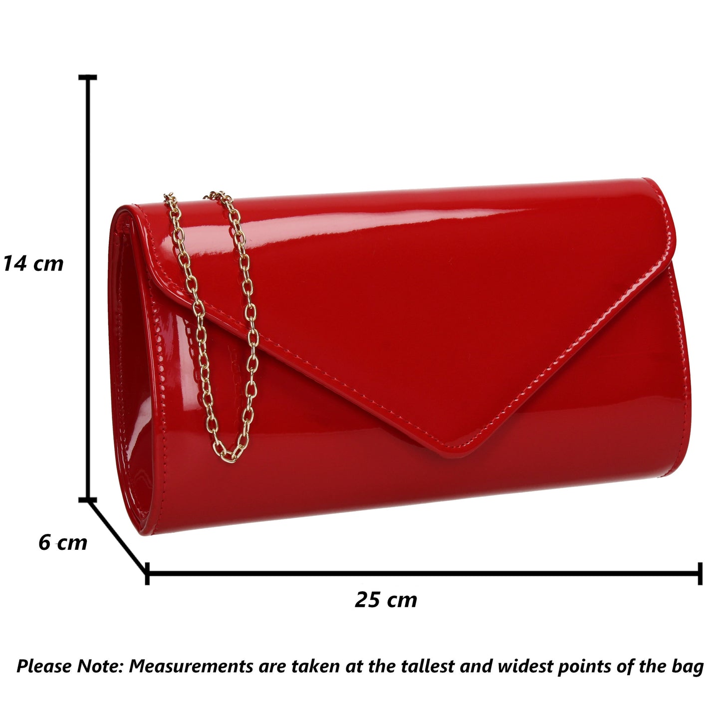 Alisa Plain Patent Clutch Bag Red