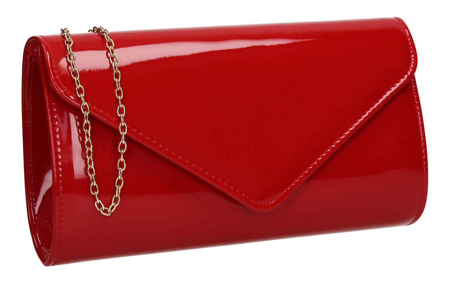 Alisa Plain Patent Clutch Bag Red