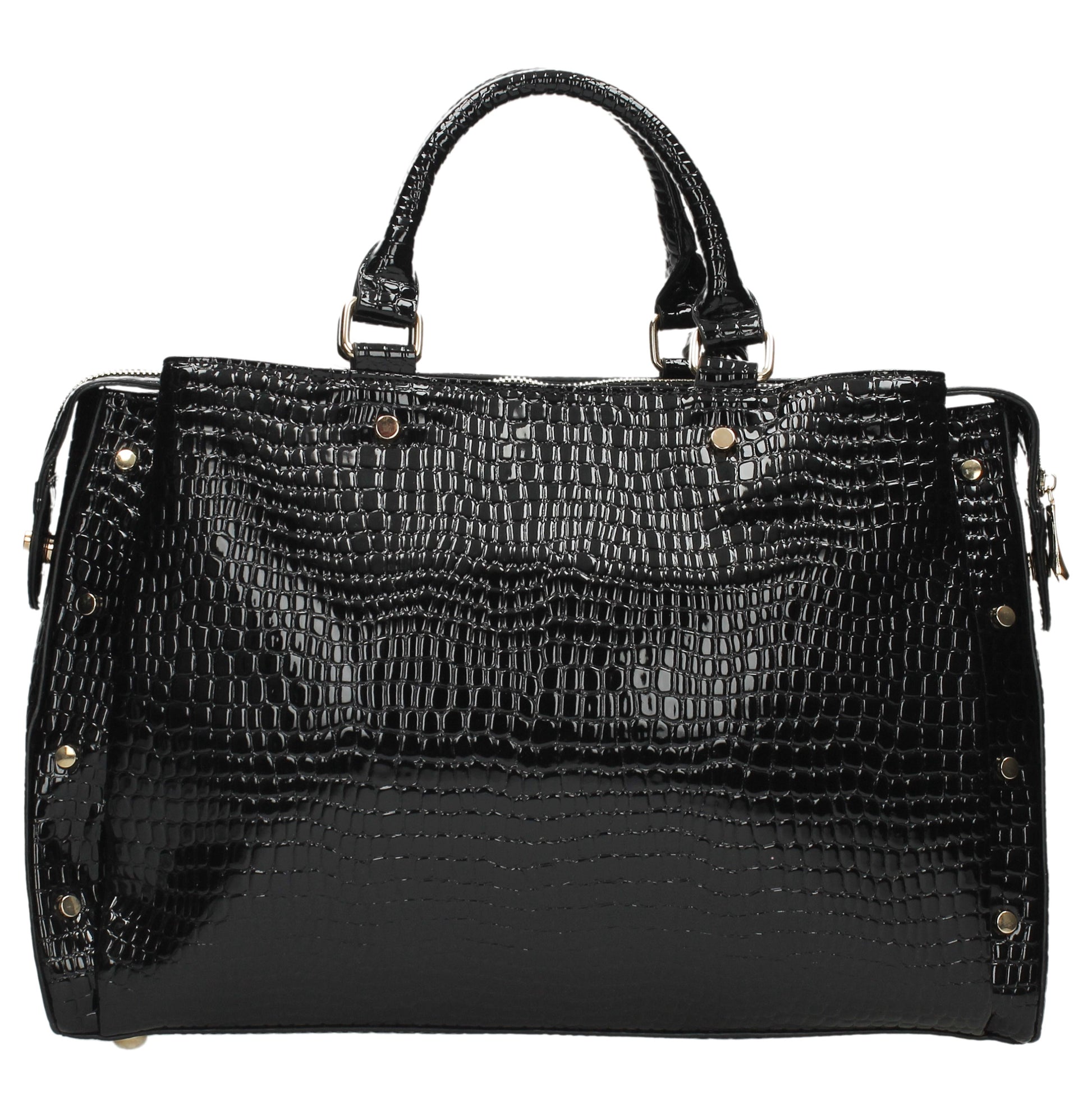 SWANKYSWANS Ashton Croc Patent Handbag Black