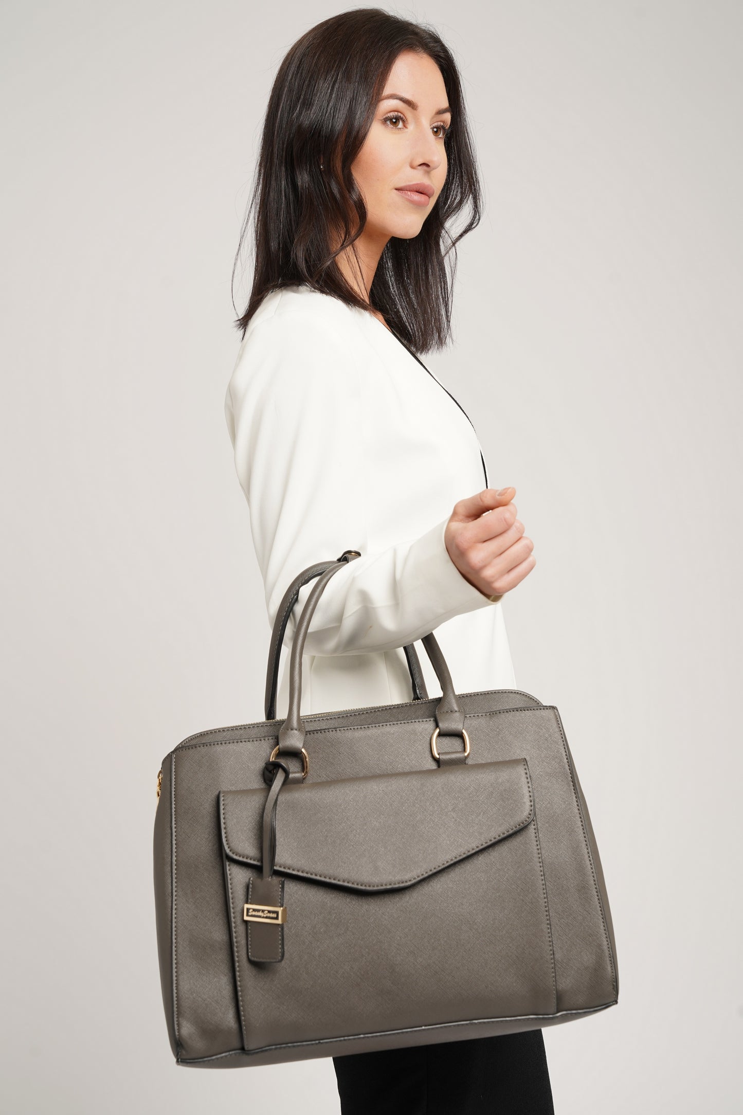 Amy Envelope Pocket Work Handbag Grey