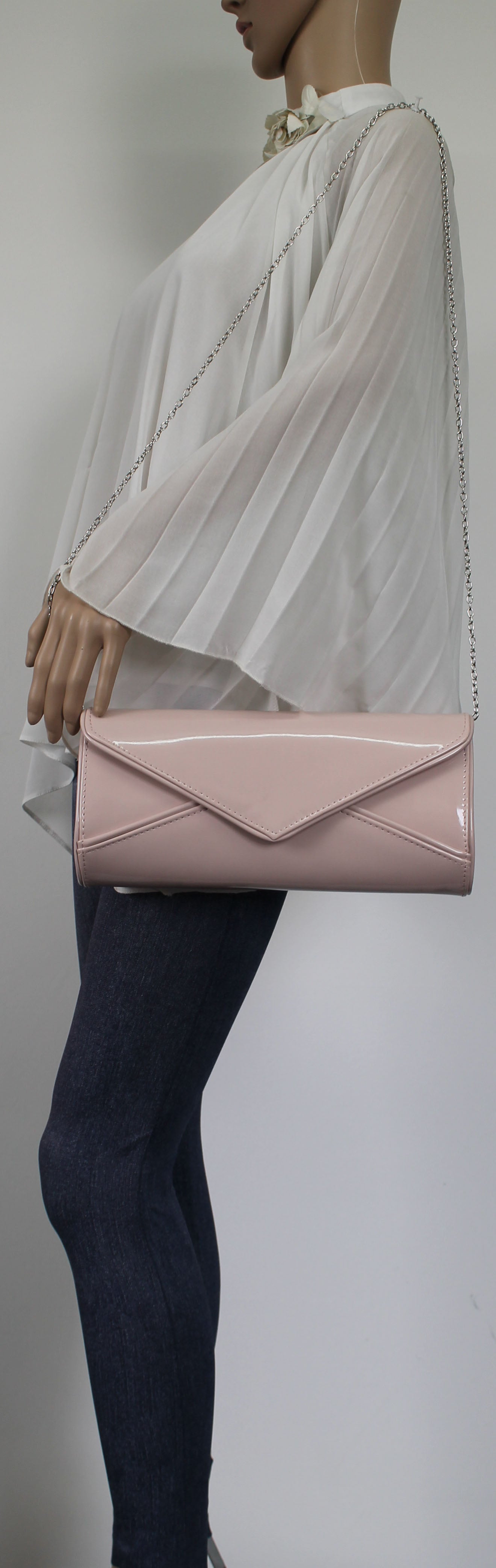 SWANKYSWANS Perry Patent Clutch Bag - Pink Cute Cheap Clutch Bag For Weddings School and Work