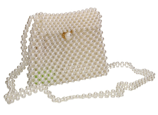Juliette Faux Pearl Bead Small Crossbody Bag Ivory