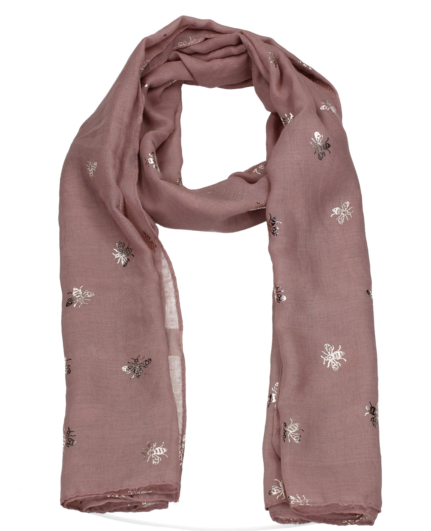 Worker Bee Gold Foil Animal Print Winter Scarf Pink