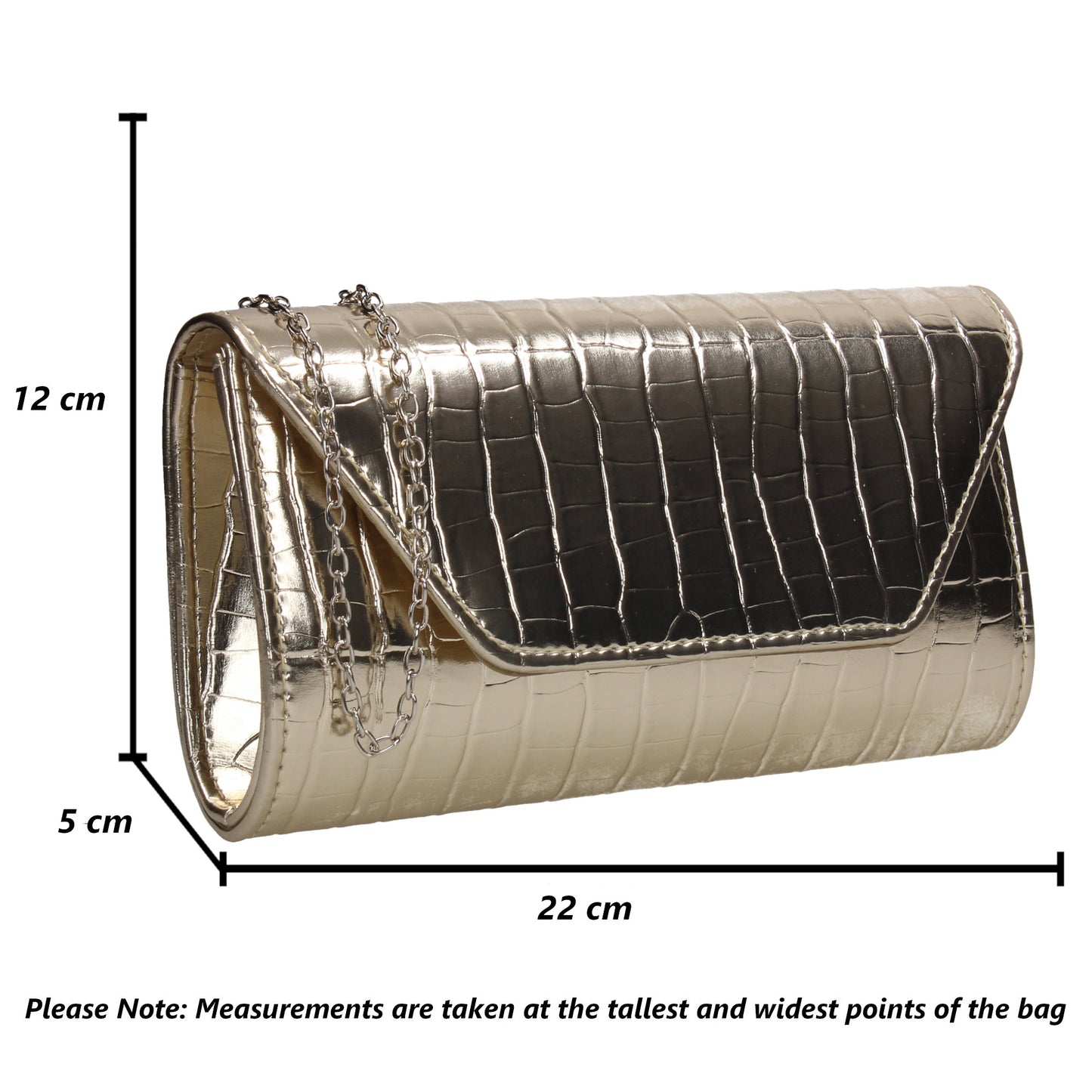 Erin Croc Effect Clutch Bag Gold
