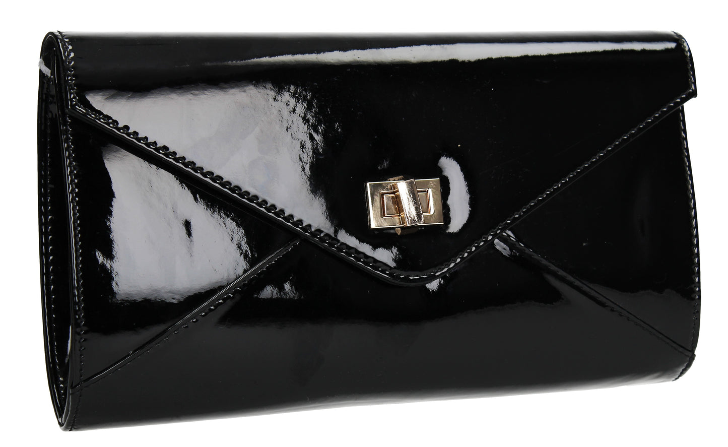 SWANKYSWANS Briana Patent Clutch Bag Black Cute Cheap Clutch Bag For Weddings School and Work