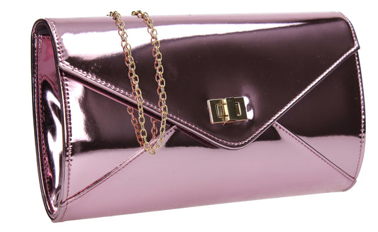 SWANKYSWANS Briana Patent Clutch Bag Pink Cute Cheap Clutch Bag For Weddings School and Work