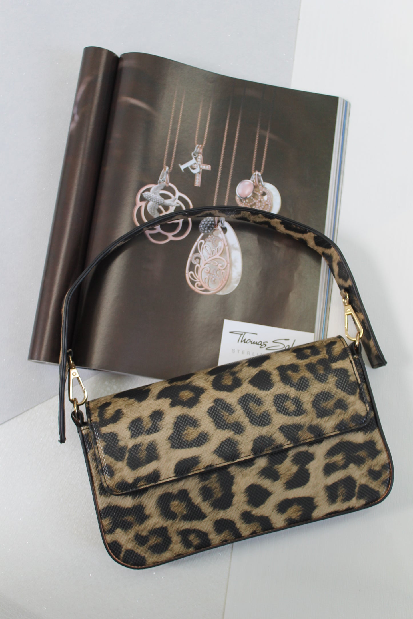 Lydia Snakeskin Effect Crossbody Clutch Bag Leopard