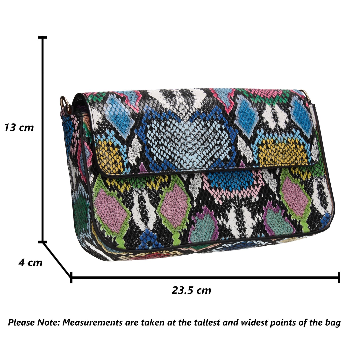 Lydia Snakeskin Effect Crossbody Clutch Bag Multicolour