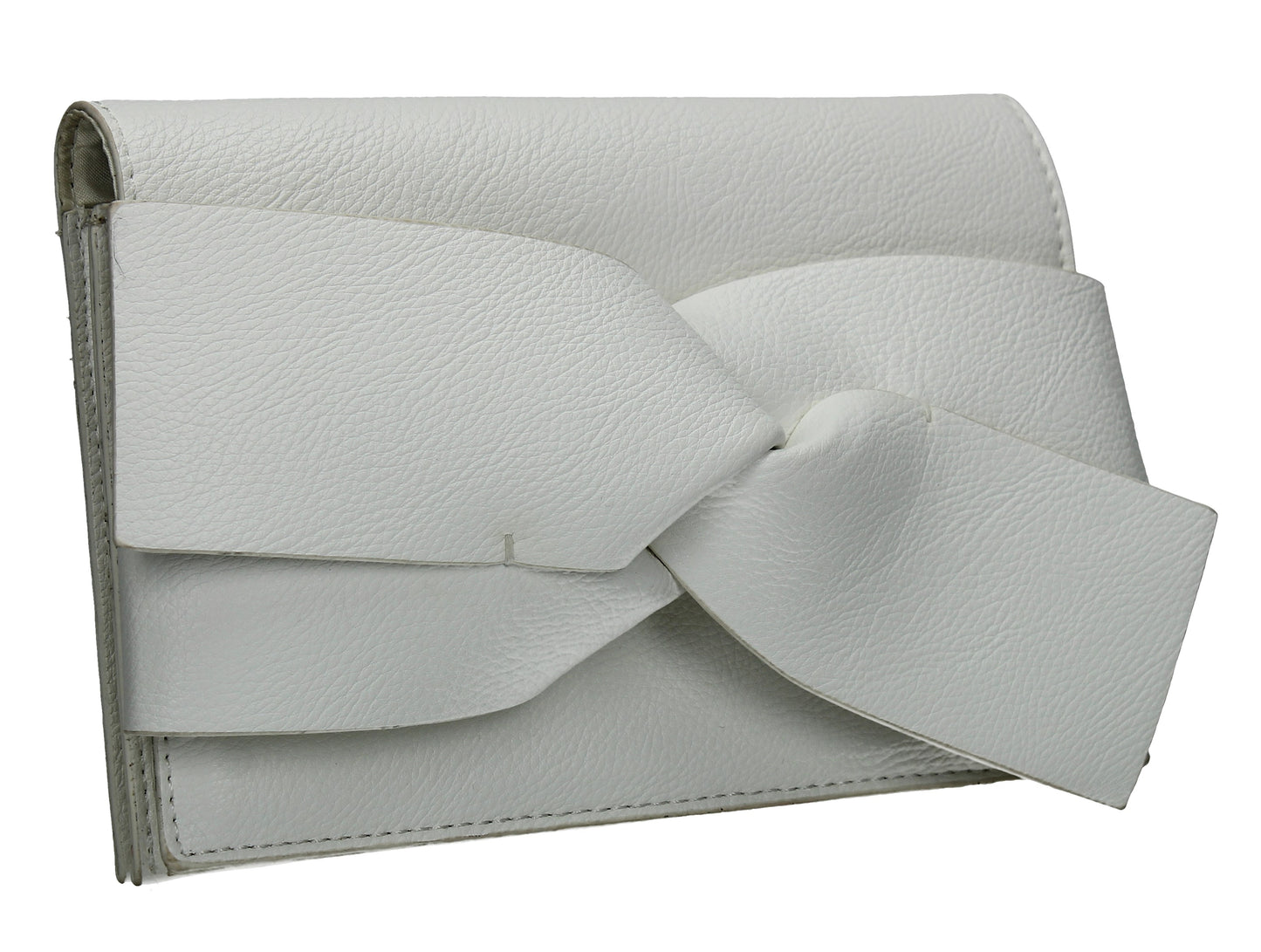 SWANKYSWANS Kira Bow Detail Clutch Bag White Cute Cheap Clutch Bag For Weddings School and Work