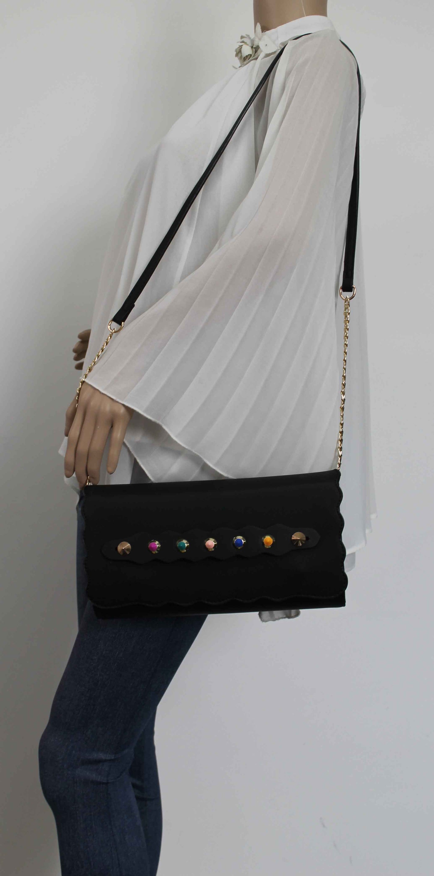 SWANKYSWANS Kira Clutch Bag Black Cute Cheap Clutch Bag For Weddings School and Work