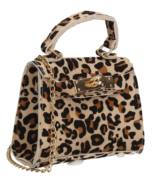 Layla Faux Leather Mini Grab Evening Clutch Crossbody Bag Leopard