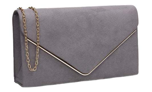 Oscar Faux Suede Envelope Clutch Bag Grey