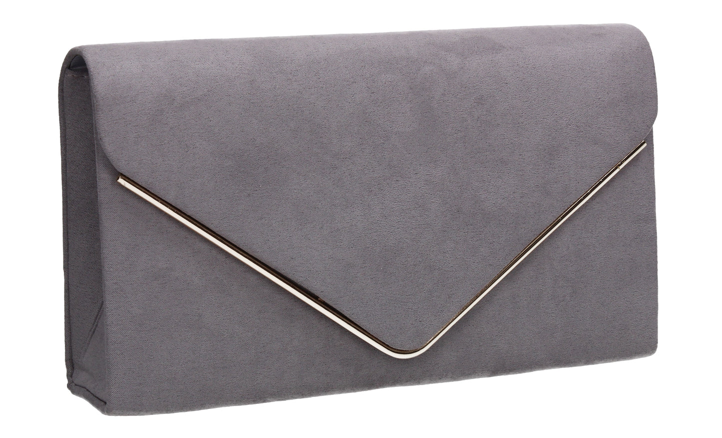Poppy Faux Suede Envelope Clutch Bag Light Grey
