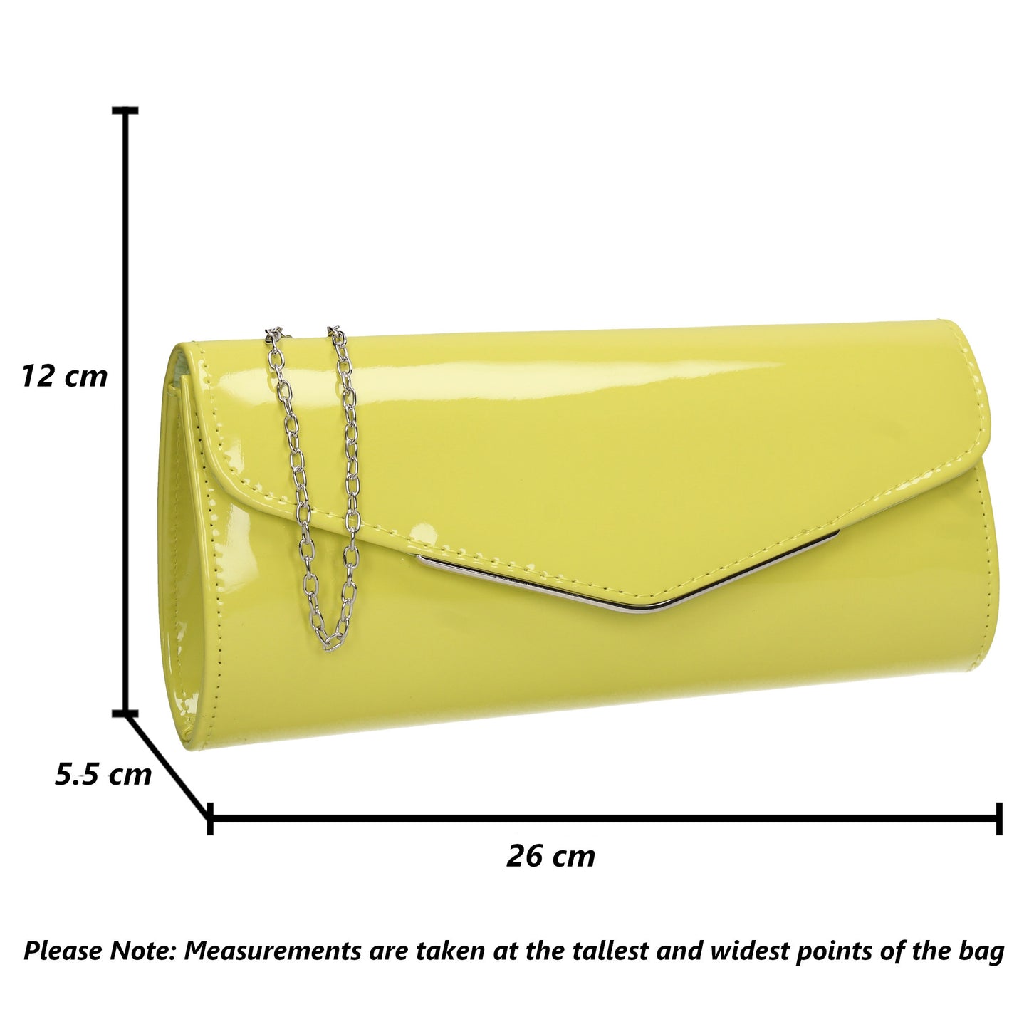 Ariel Patent Envelope Clutch Bag Lemon