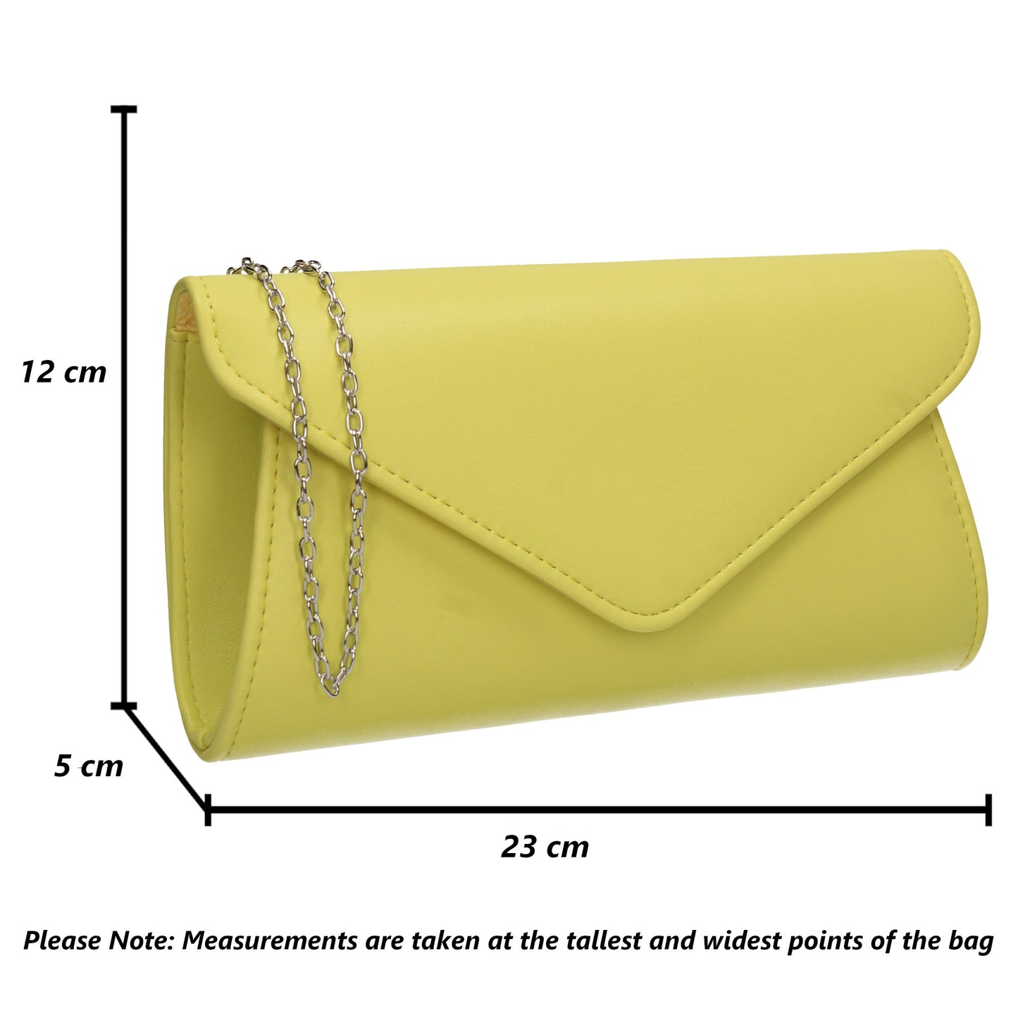 Lora Plain Envelope Clutch Bag Lemon Yellow