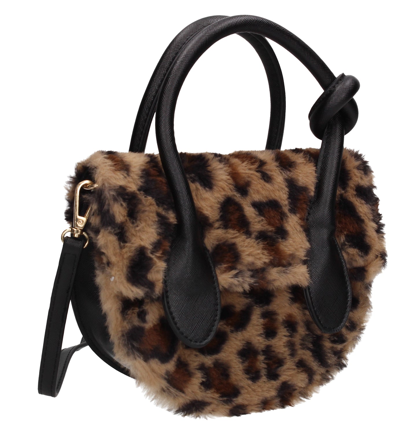Jamie Faux Fur Crossbody Shoulder Bag Leopard Brown