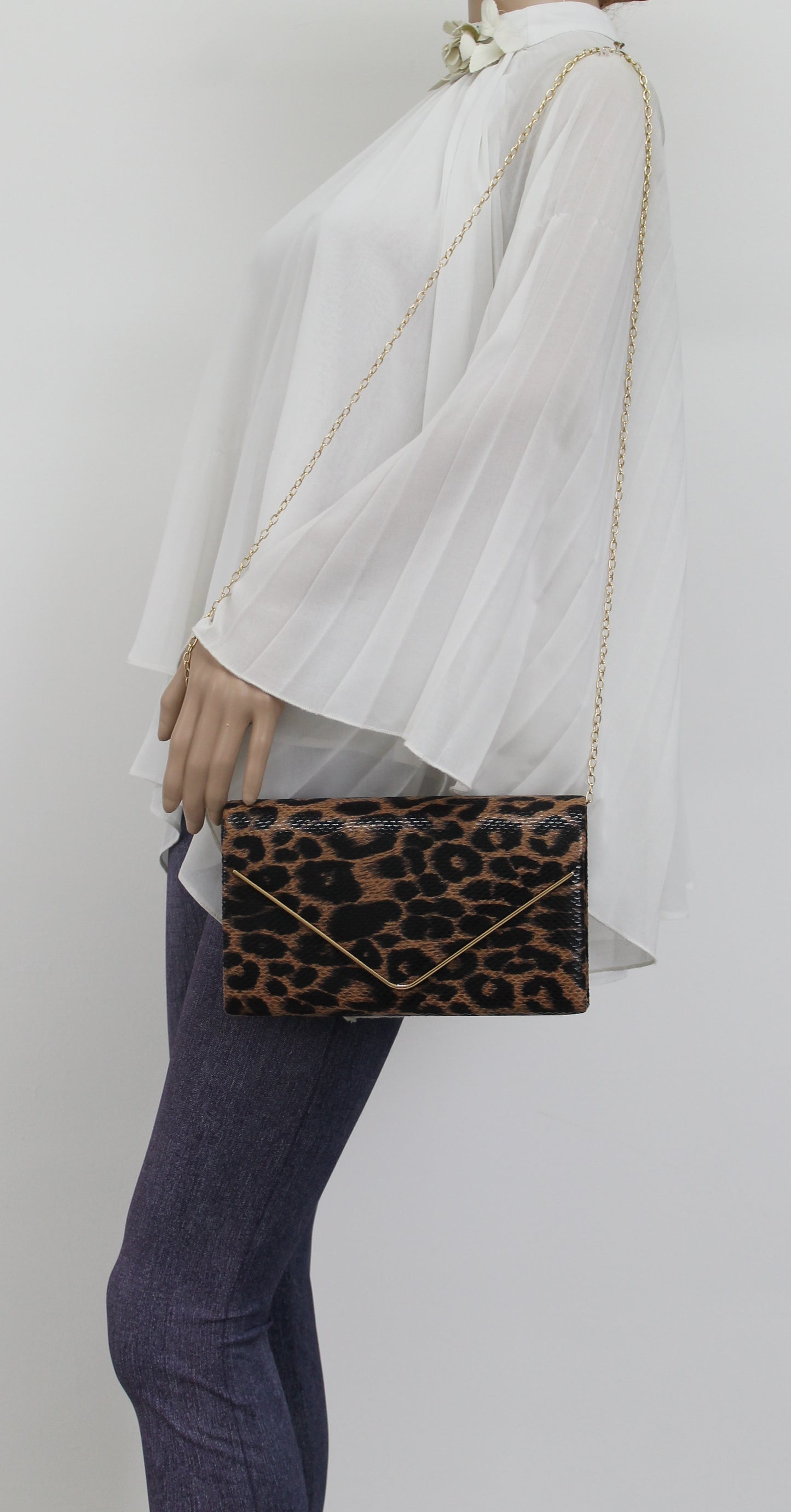 Erica Envelope Clutch Bag Leopard