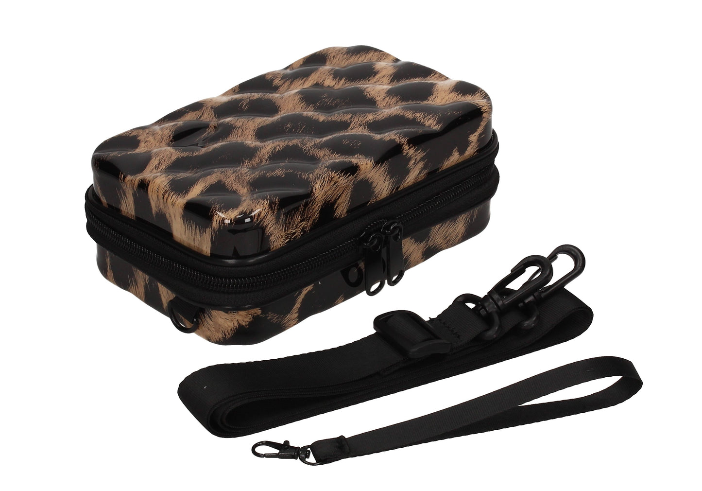 Natalia Acrylic Shell Compact Box Crossbody Bag Leopard
