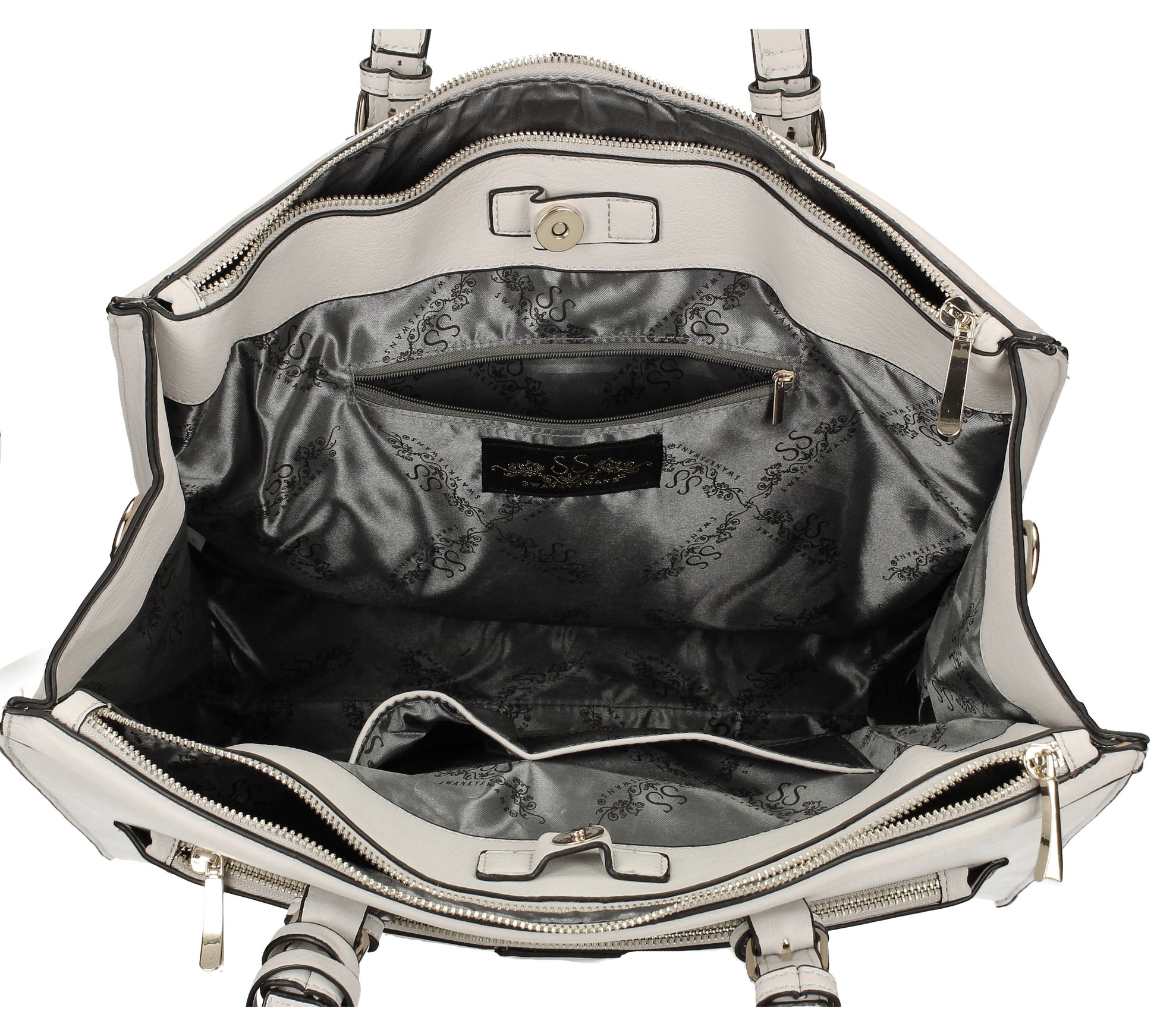 Swanky Swans Marcella Cosmo Handbag Light GreyPerfect for School, Weddings, Day out!
