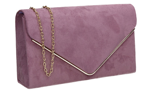 Oscar Faux Suede Envelope Clutch Bag Lilac