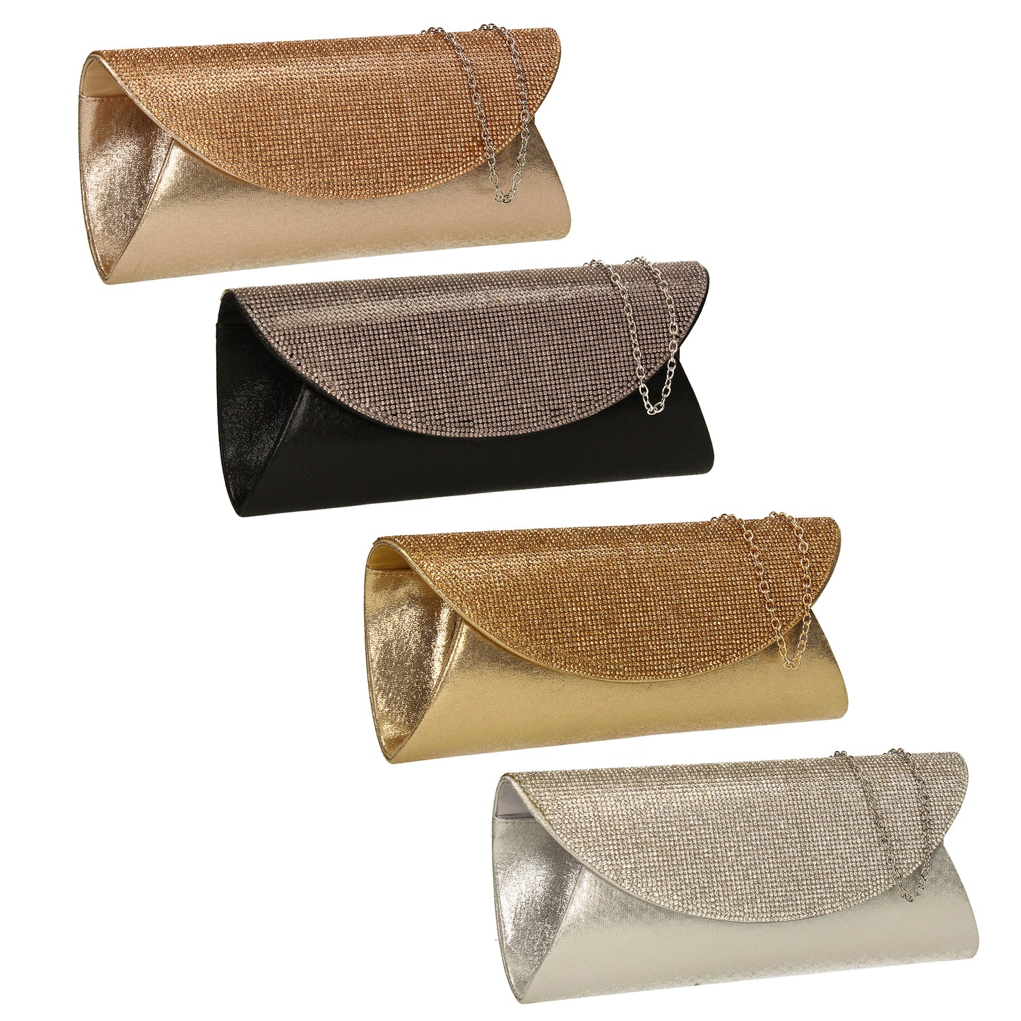 SWANKYSWANS Harman Glitter Diamante Clutch Bag Gold Cute Cheap Clutch Bag For Weddings School and Work