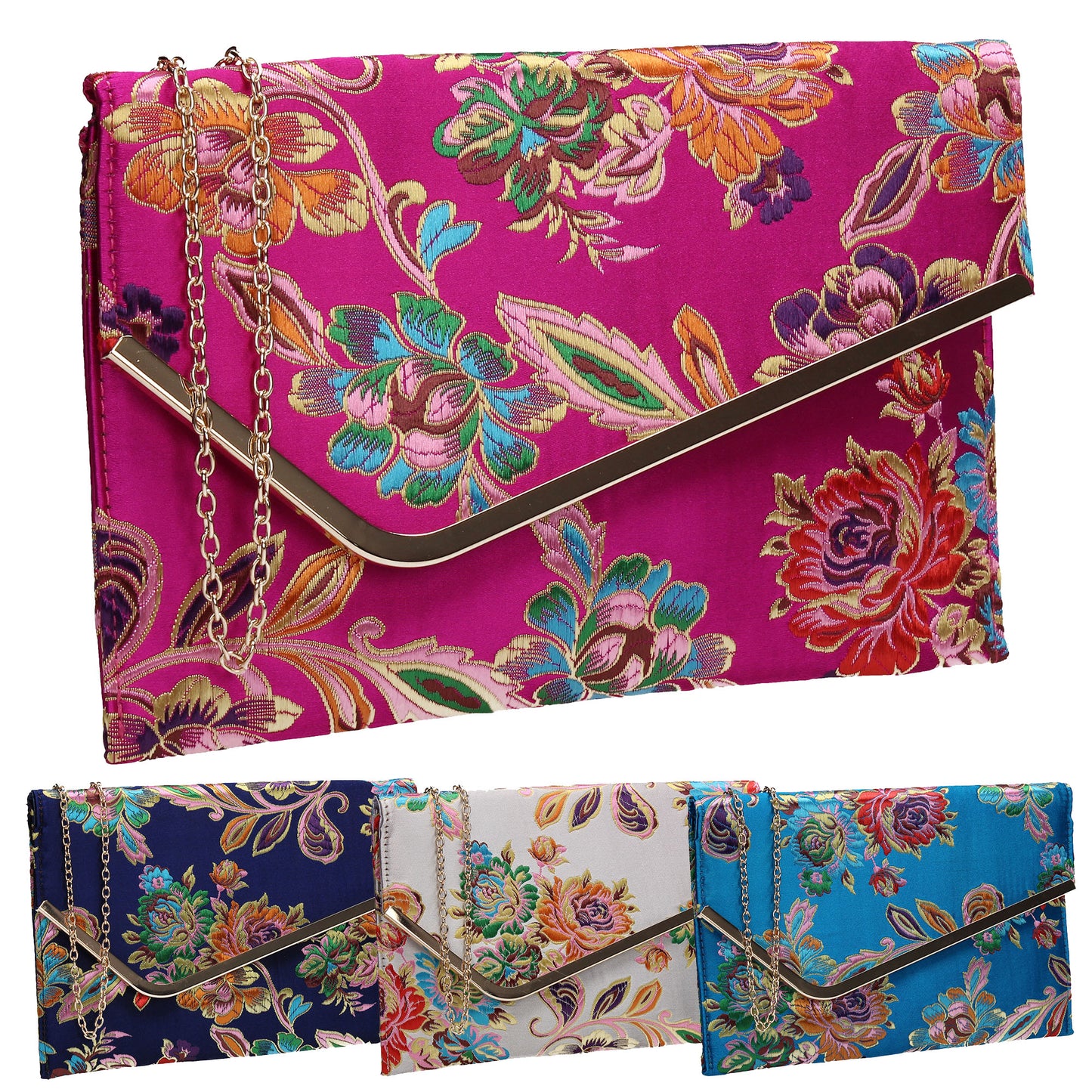 SWANKYSWANS Cedar Floral Slim Clutch Bag Teal Cute Cheap Clutch Bag For Weddings School and Work