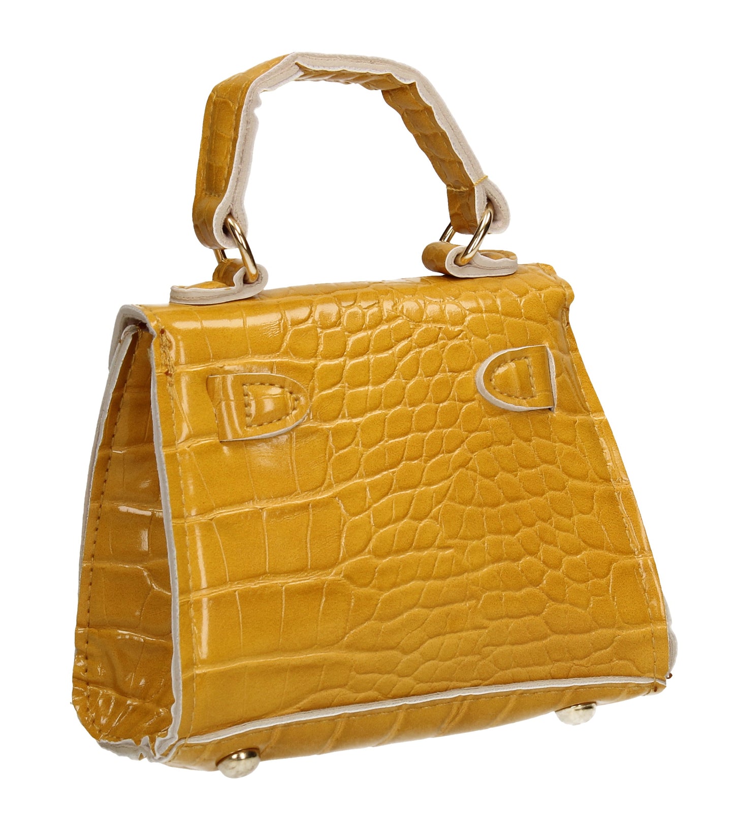 Layla Faux Leather Croc Mini Grab Crossbody Evening Bag Mustard Yellow