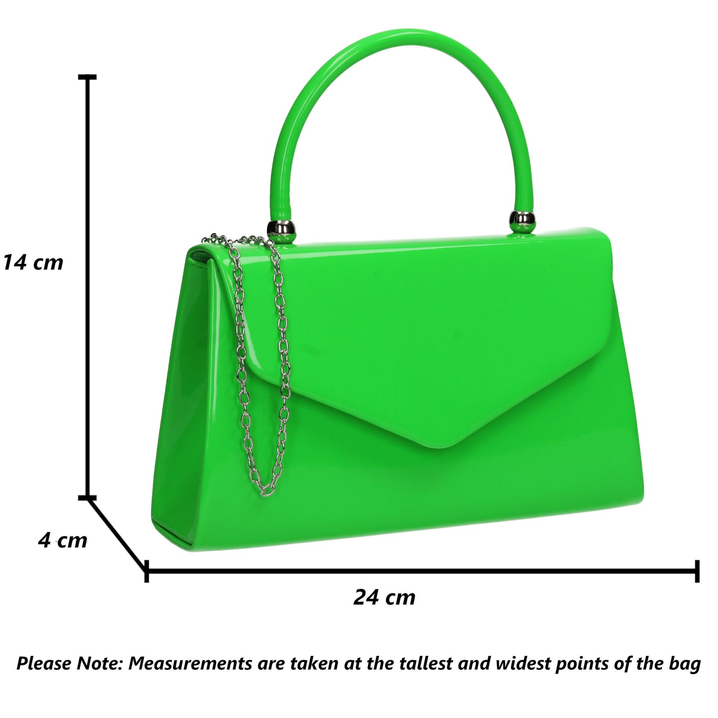 Zoey Patent Envelope Mini-Handbag Clutch Bag Neon Green